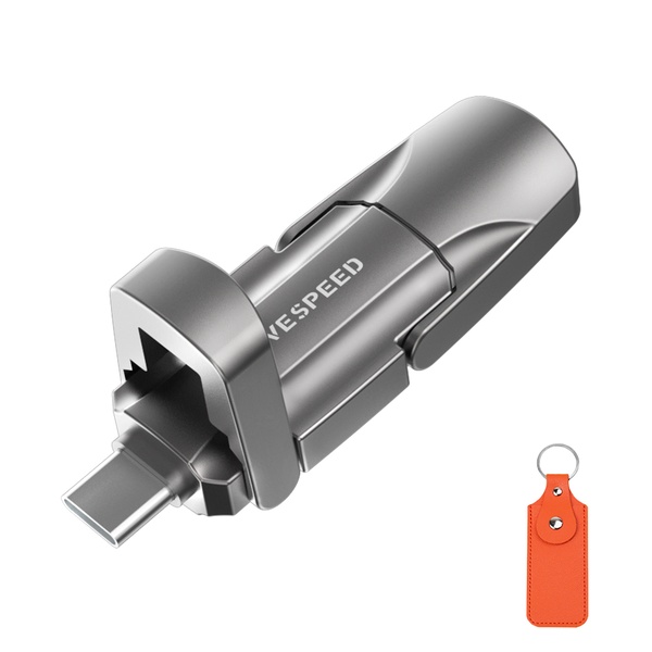 MOVESPEED YVP 1090MB/s USB 3.2 Gen2 C타입 플래시 드라이브 듀얼 인터페이스 외장SSD, 금속 재질, 회색, 2TB